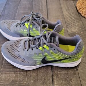 Nike Yellow and Gray Athletic Running Shoes with Breathable Mesh